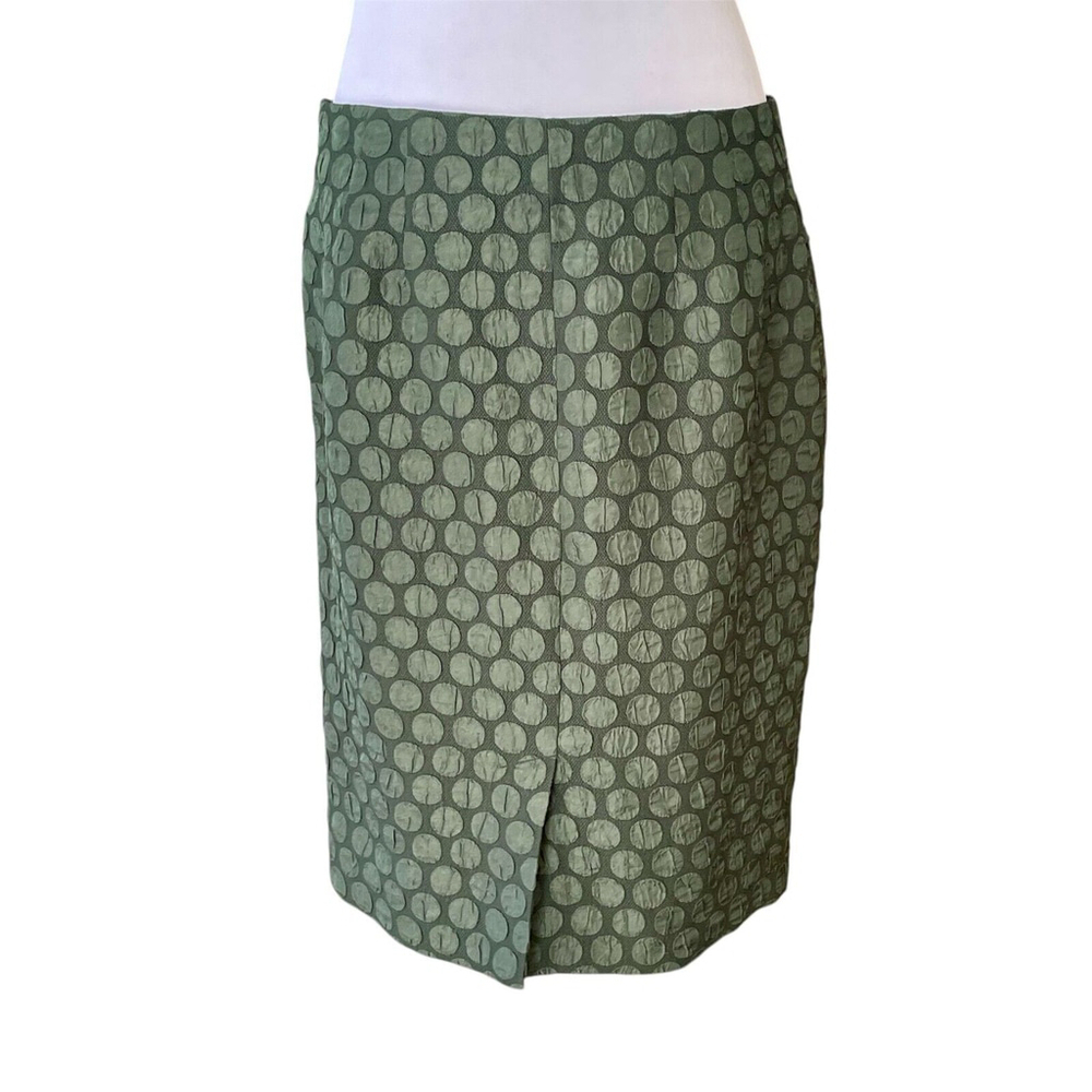 Anthropologie Maeve Green Jacquard Polka Dot Pencil Skirt Size 10 - Picture 4 of 9